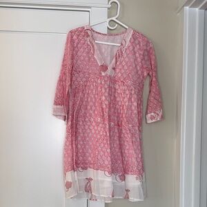 Victoria Dunn Pink Printed Casual Tunic Dress